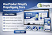 build shopify one product store niche shop or sales landing page shopify funnel