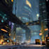 draw a cyberpunk futuristic city art