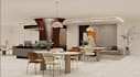 revamp 3d modern interior hotel reception, marble floor, pendant light rendering