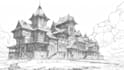 sketch houses and buildings