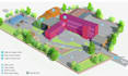 creat a map illustration site plan school,office and collage