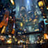 draw a cyberpunk futuristic city illustration