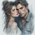 draw a cute cartoon couple portrait