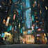 do cyberpunk sci fi futuristic city illustration