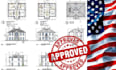 review stamp floor plan architectural engineering drawing in USA for city permit