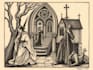 do a medieval woodcut gothic etching illustration