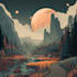 draw custom flat landscape scenery illustration