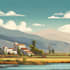 draw custom flat landscape scenery illustration