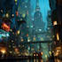 do cyberpunk sci fi futuristic city illustration