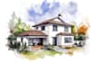 watercolor paint a house portrait