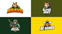 create an eye catching bravo,  alpha army, fox logo