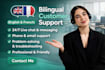 provide professional email and chat customer support in french english