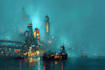 design cyberpunk futuristic city illustration