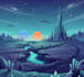 illustrate beautiful flat landscape illustration art
