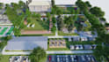 redesign 3d architectural master plan, community park rendering, bird eye view