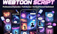 write addictive webtoon episodes for action romance or isekai series