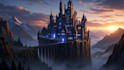 fantasy landscape  magical castle on a cliff
