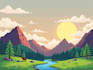 draw pixel art background and landscape