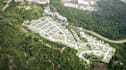remodel property master plan, aerial view render, layout urban space, 3d visual