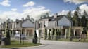 construct real estate property,gated community,row house design,site plan render