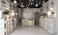 design modern false ceiling, chandelier and wall panels with realistic 3d render