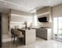 modern 3d interior kitchen, 3d rendering, lighten, chop space, 3d element, cgi