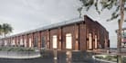 renovate external loft apartment, red brick facade design, street view rendering
