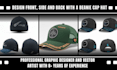 design front, side and back with a beanie cap hat