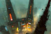 make cyberpunk illustration sci fi futuristic city