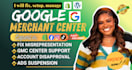 fix google merchant center disapprovals, suspension, set up product feed errors