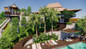 design landscape, backyard, frontyard, garden, patio, and 3d rendering