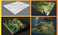 detailed 3d map terrain, 3d game level design, topographic landscape design