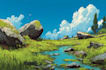 draw a natural landscape and background illustration