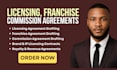 draft licensing, franchise and commission agreements for commercial use