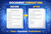 format, clean and organize your documents professionally
