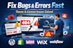 quick fix wordpress shopify woocommerce bugs errors theme license issue fixing