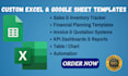 create custom excel spreadsheet template, etsy digital products, google sheets