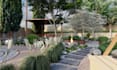 do landscape design, garden design, backyard, pool, and 3d render