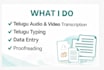 do telugu typing from audio, video, or images