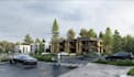 render propose modular townhome, multi unit residence exterior, prefab duplex