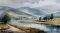 draw a watercolor landscape illustration