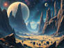 detailed sci fi fantasy landscape, background illustration