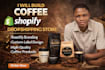 build coffee shopify dropshipping store roastify branding, custom label design