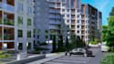 refine 3d building complex, sustainable apartment,high rise elevation,skp render