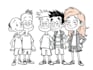 draw a cartoon characters in a funny sketch