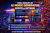 develop ai music generator website, software music website, ai text to music
