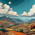 create flat landscape illustration of nature