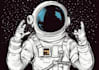 draw galaxy, space, astronaut cartoon design