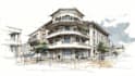 draw an architectural sketch for commercial use