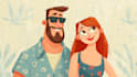 draw unique cartoon couple illustration
